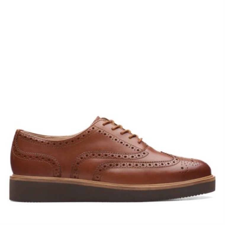 Cuero Brogue Clarks Bronceado Oscuro