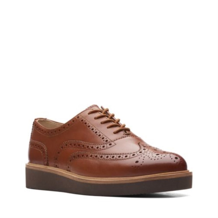Cuero Brogue Clarks Bronceado Oscuro