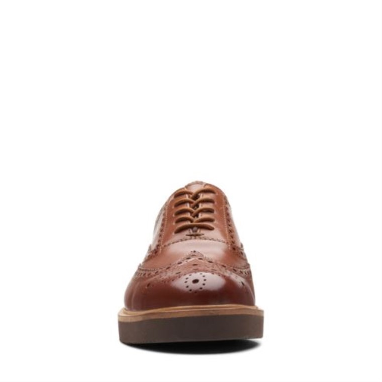 Cuero Brogue Clarks Bronceado Oscuro