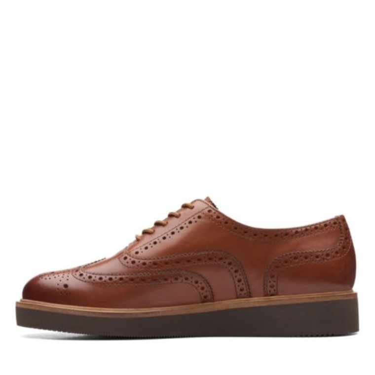Cuero Brogue Clarks Bronceado Oscuro