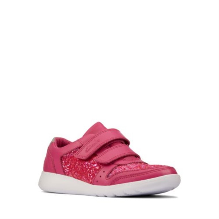 Lápiz Labial Rosa Cuero Clarks Scape Espíritu Jnr F Ajuste