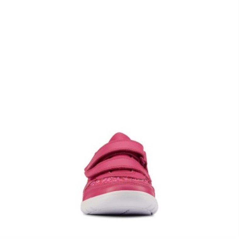 Lápiz Labial Rosa Cuero Clarks Scape Espíritu Jnr F Ajuste