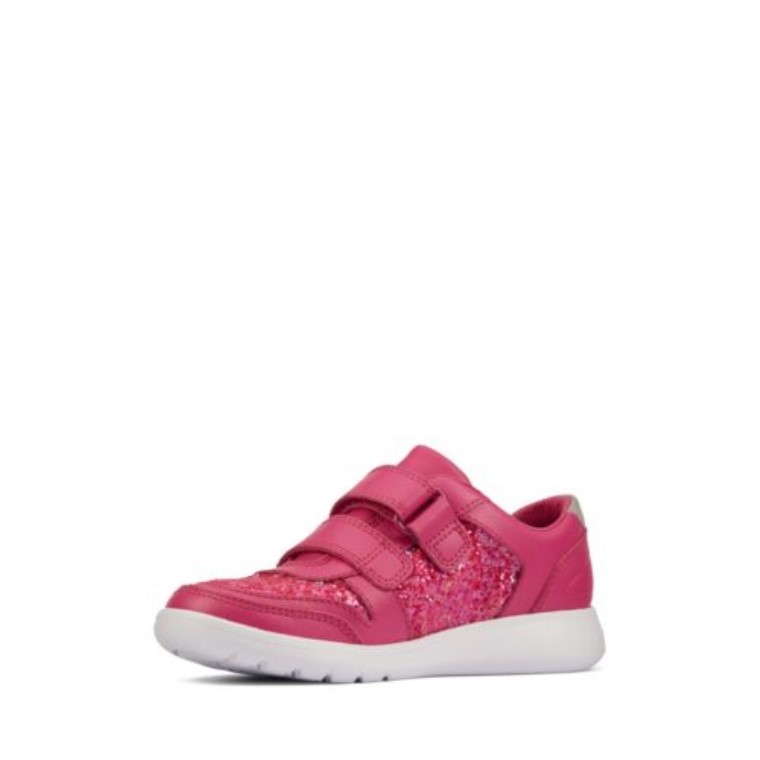 Lápiz Labial Rosa Cuero Clarks Scape Espíritu Jnr F Ajuste