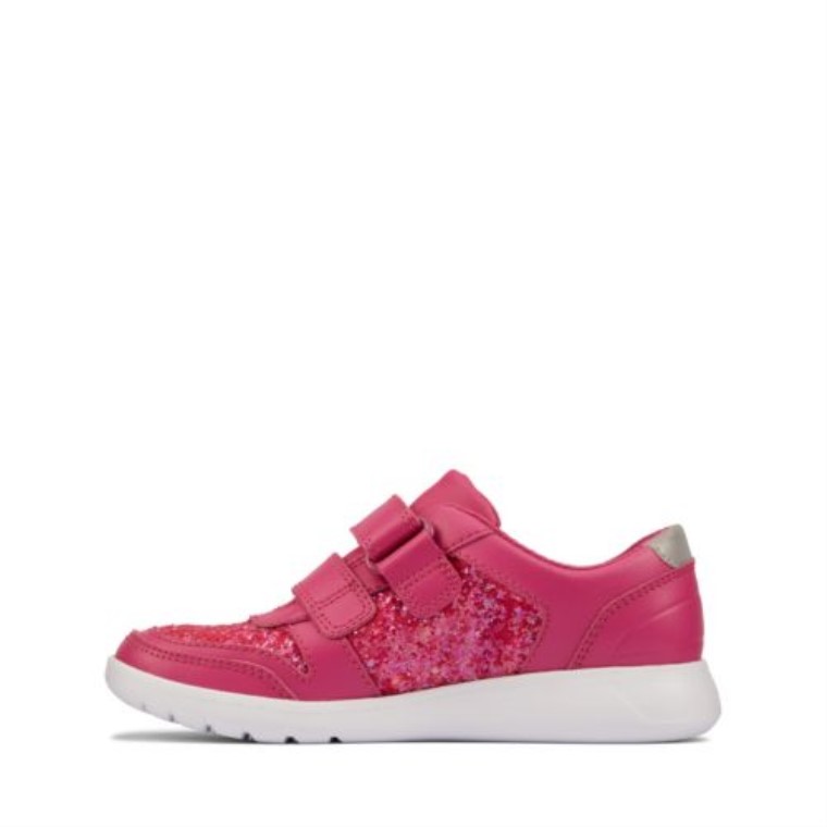 Lápiz Labial Rosa Cuero Clarks Scape Espíritu Jnr F Ajuste