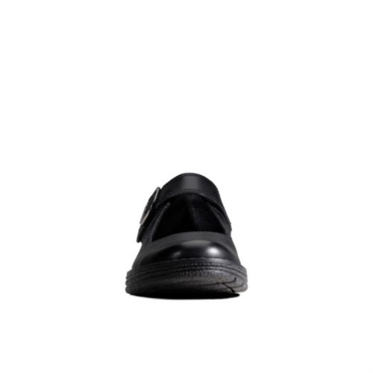 Mendip Stitch Jnr F Fit Cuero Negro Clarks