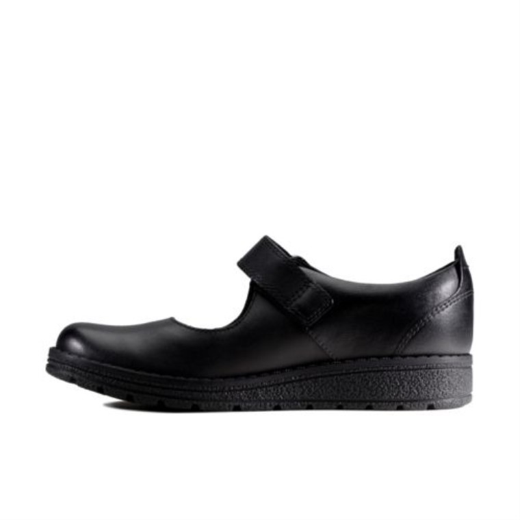 Mendip Stitch Jnr F Fit Cuero Negro Clarks