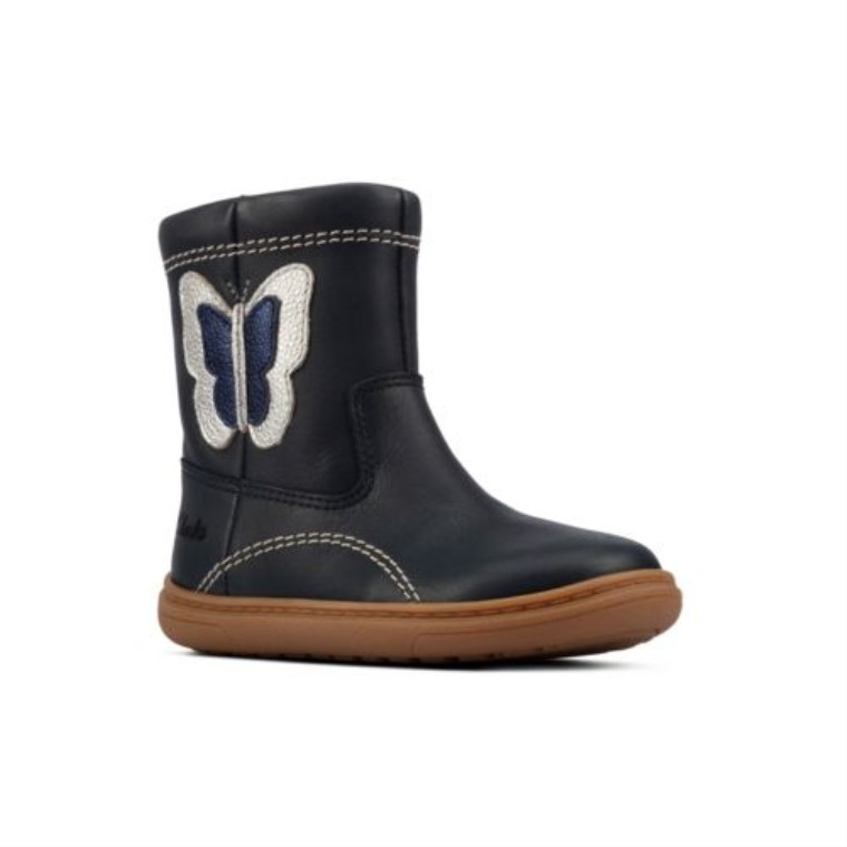 Azul Marino Combi Cuero Flash Midi Fst G Ajuste Clarks