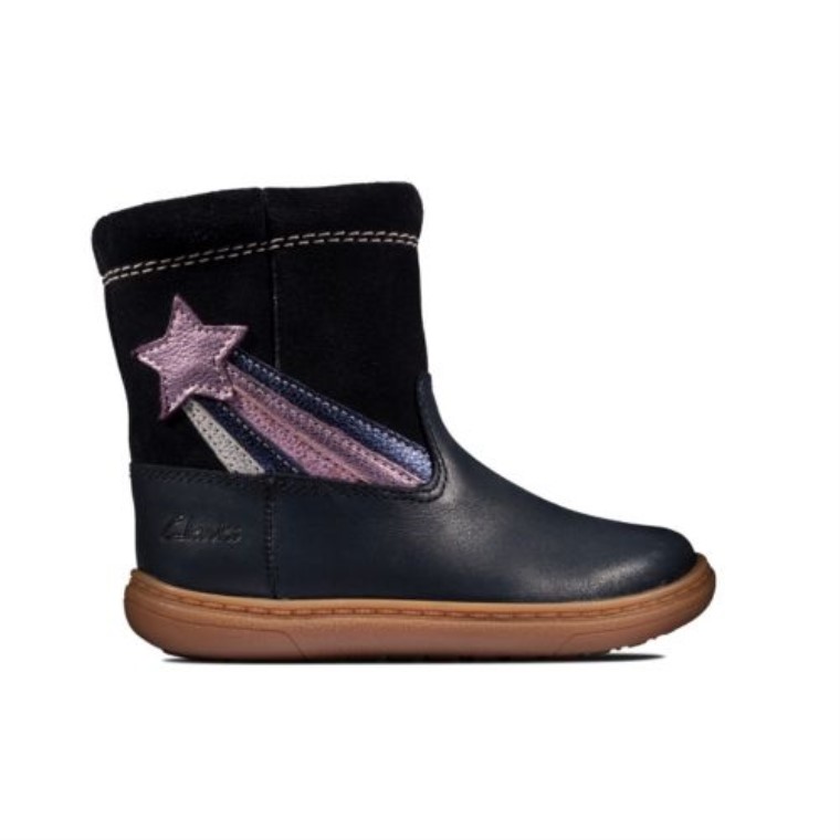 Azul Marino Cuero Flash Shine Fst F Fit Clarks