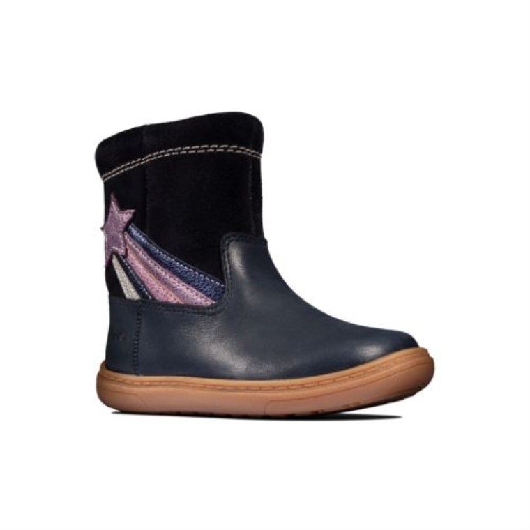 Azul Marino Cuero Flash Shine Fst F Fit Clarks