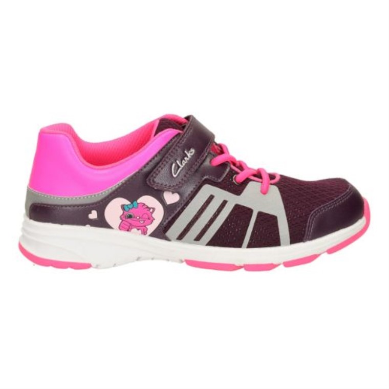 Púrpura Clarks Reflejan Glo Jnr F Ajuste