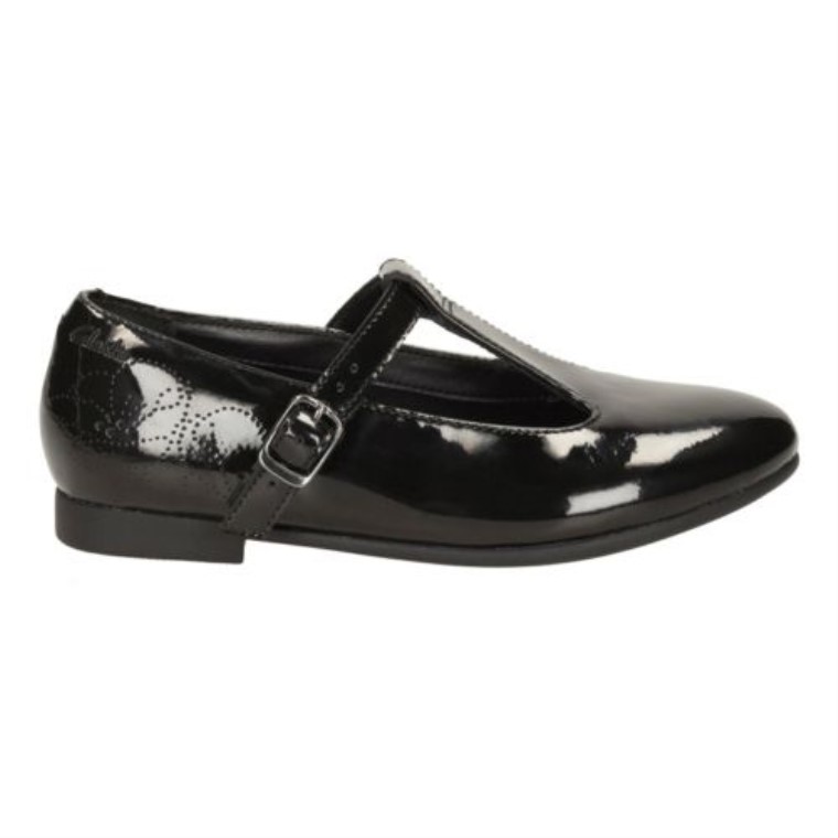 Selsey Fudge Inf G Ajuste Clarks Charol Negro