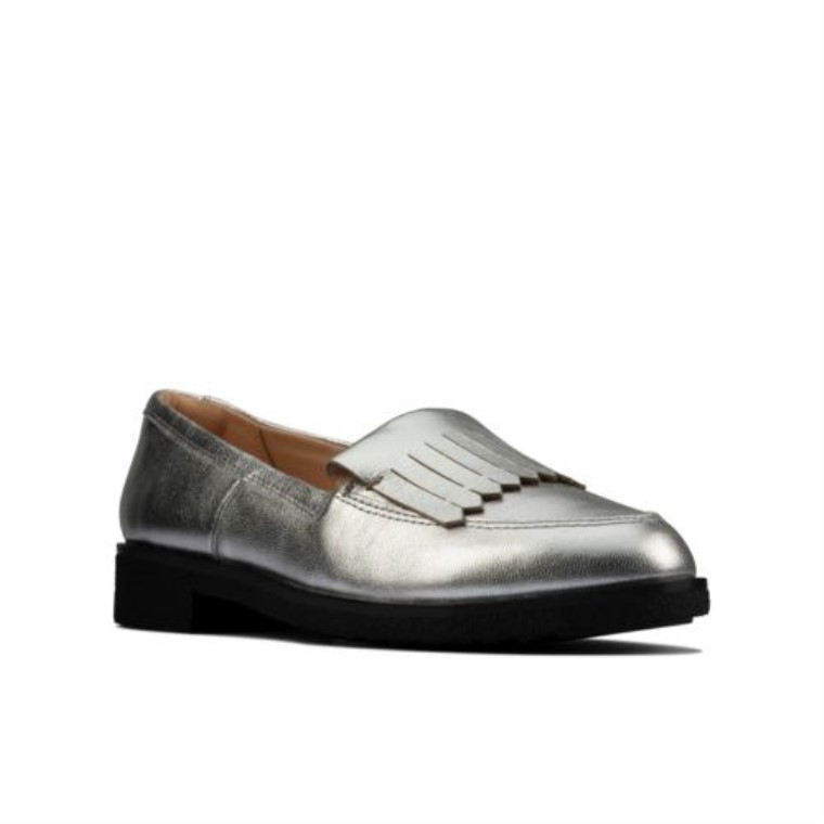 Falda Escocesa Clarks Griff Plateada Metalizada
