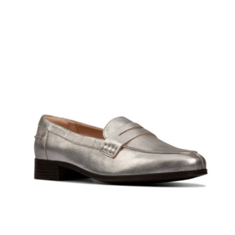 Mocasines Clarks Hamble Plateado Metalizado
