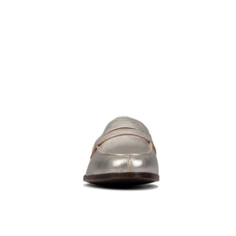Mocasines Clarks Hamble Plateado Metalizado