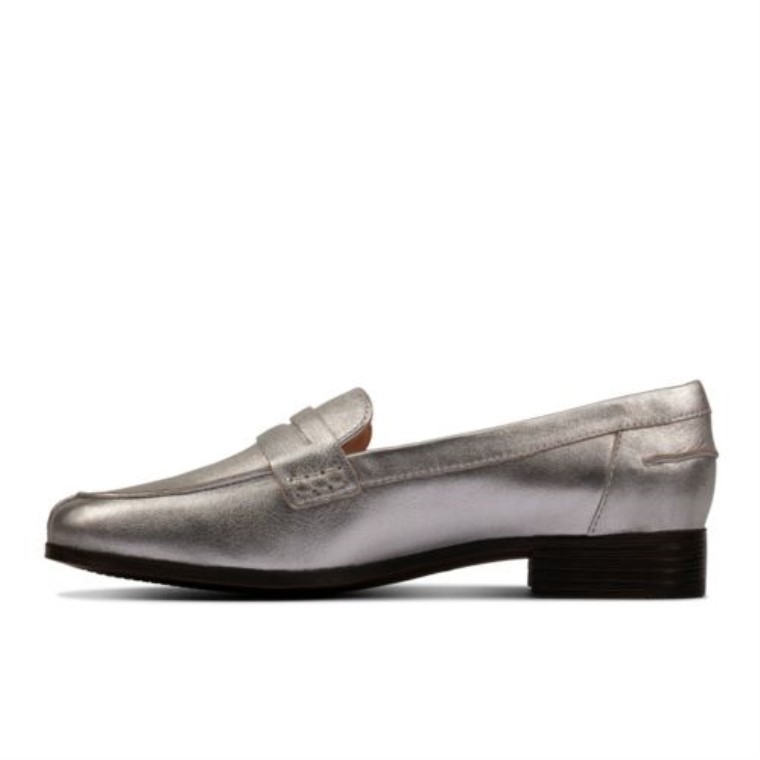 Mocasines Clarks Hamble Plateado Metalizado