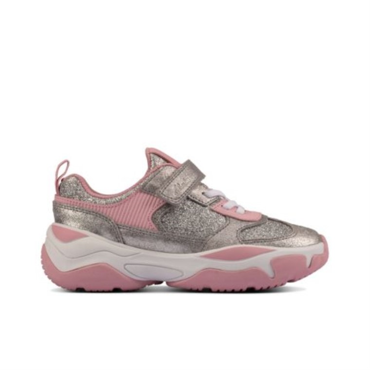 Plateado Metalizado Kuju Run Jnr G Fit Clarks