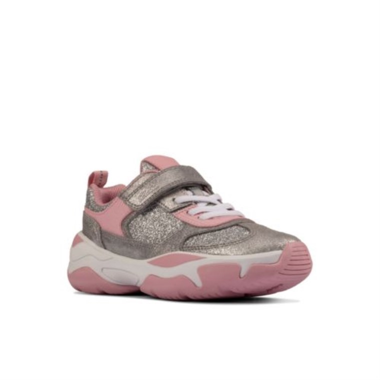 Plateado Metalizado Kuju Run Jnr G Fit Clarks