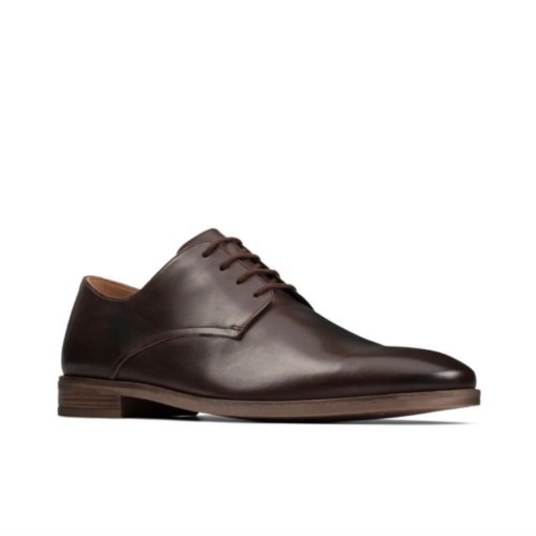 Stanford Walk Cuero Marrón Oscuro Clarks