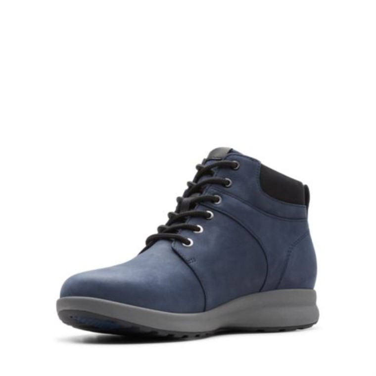 Un Adornar Caminar Clarks Nubuck Azul Marino