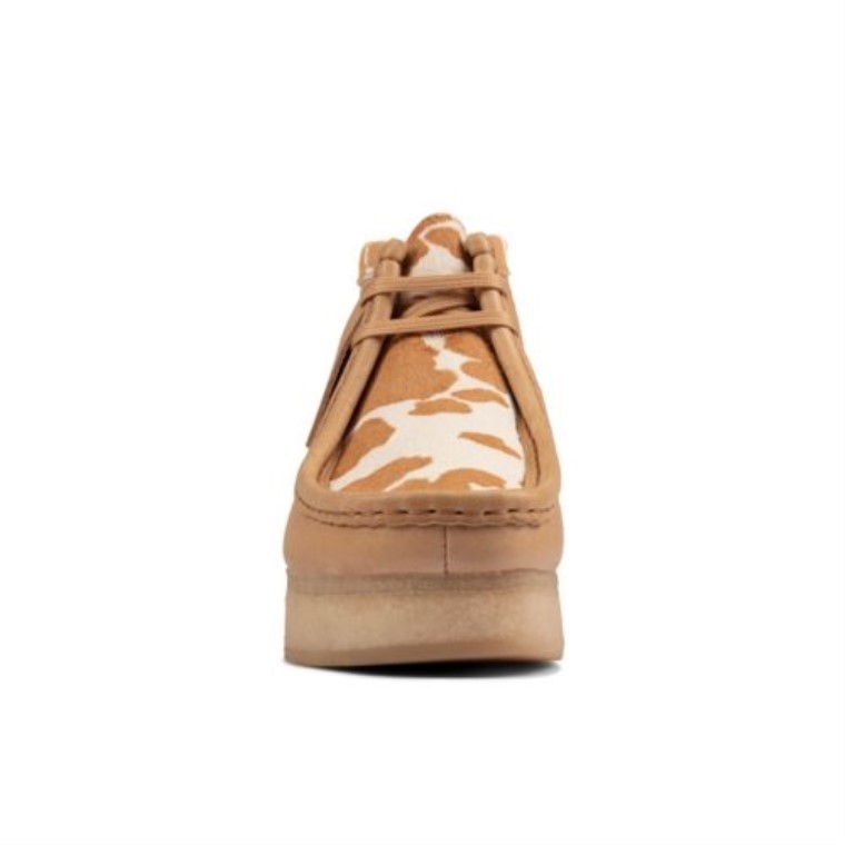 Cuña Wallabee Clarks Bronceado Estampado De Vaca