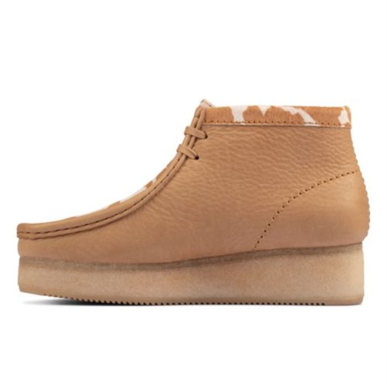 Cuña Wallabee Clarks Bronceado Estampado De Vaca