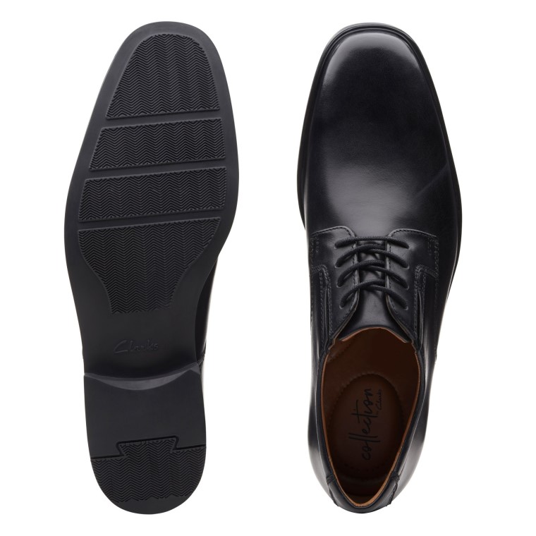 Cuero Negro Clarks Tilden Liso