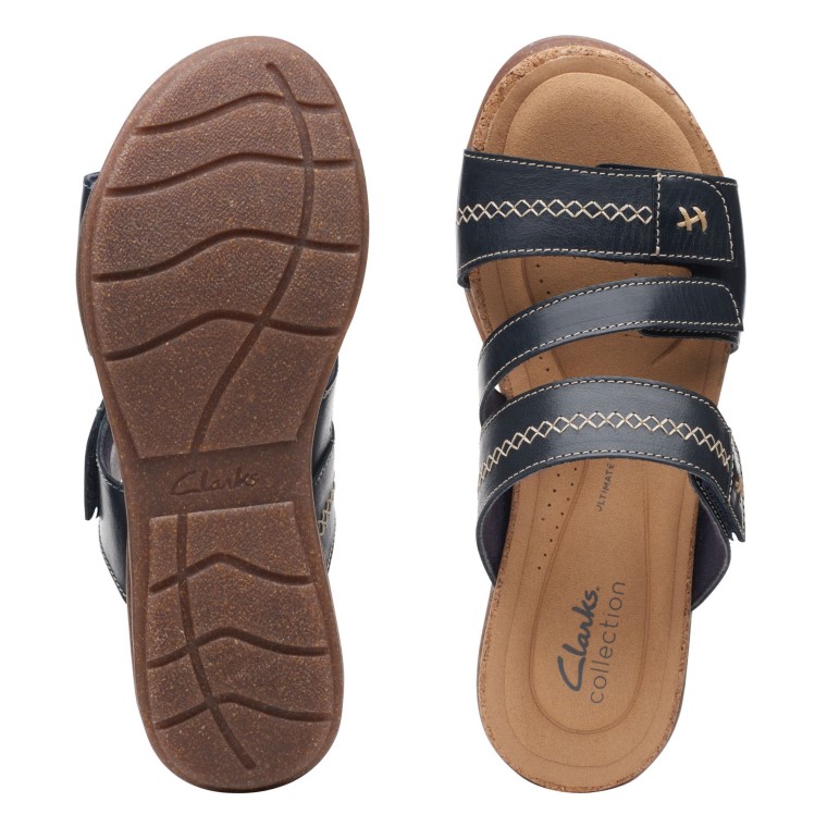 Cuero Azul Marino Clarks Roseville Bay
