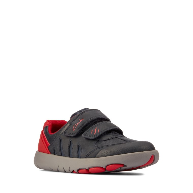 Clarks Azul Marino/rojo Cuero Rex Play K