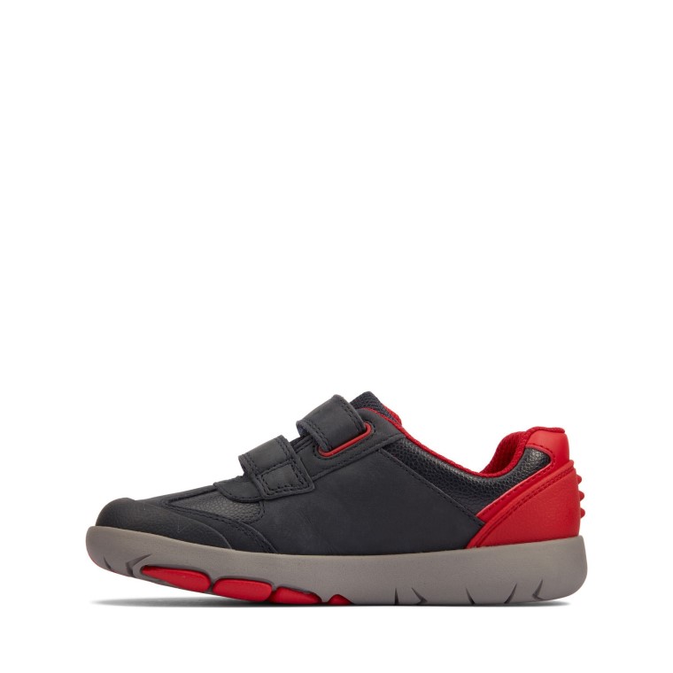 Clarks Azul Marino/rojo Cuero Rex Play K