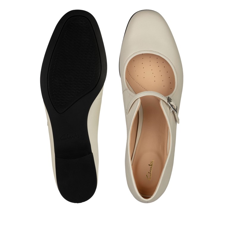 Clarks De Cuero Blanco Liso