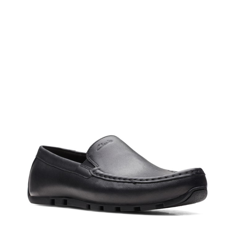 Cuero Oswick Negro Clarks Liso