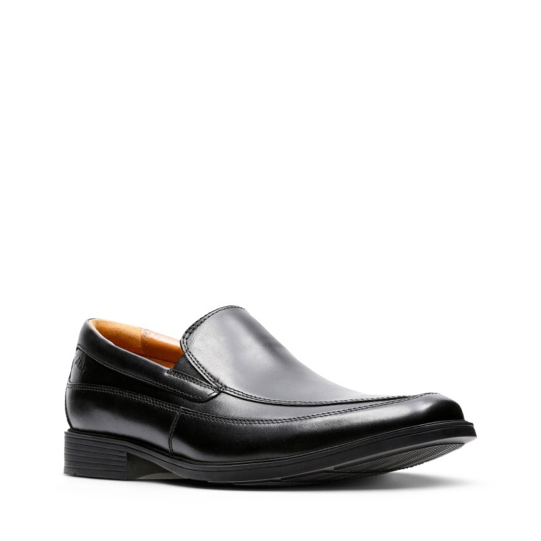 Clarks Tilden Libre De Cuero Negro
