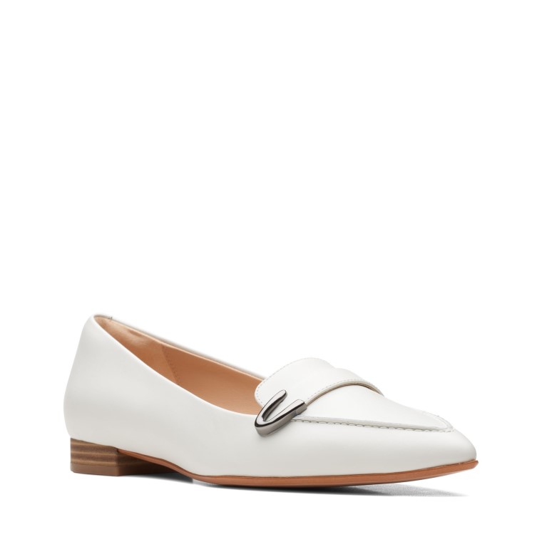 Clarks Laina 15 Hebilla Cuero Blanco